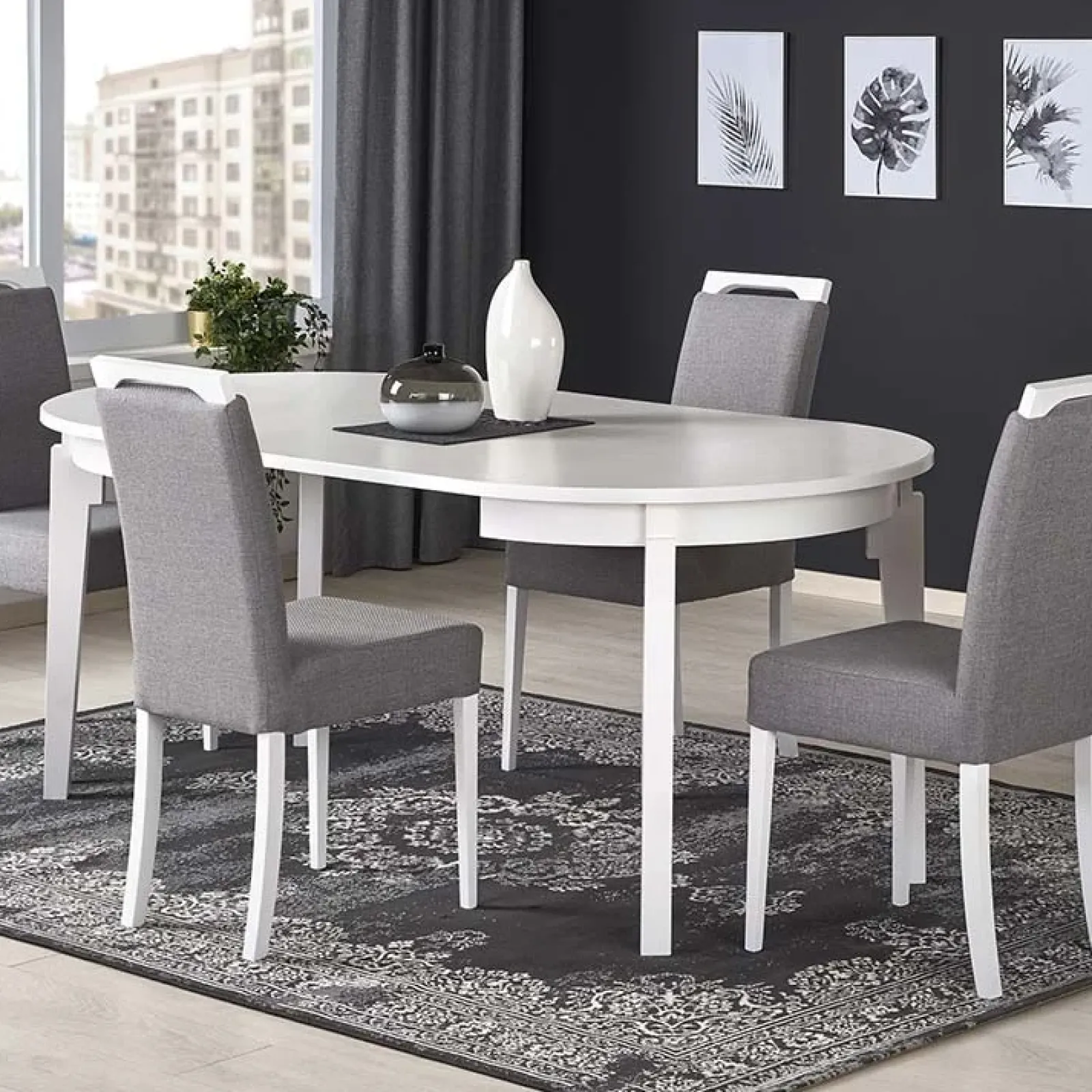 Garnero Arredamenti Tavoli Rotondi|Tavoli Da Pranzo-Tavolo allungabile 100/200cm rotondo moderno bianco Robin