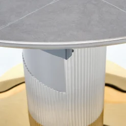 Garnero Arredamenti Tavoli Rotondi|Tavoli Da Pranzo-Tavolo allungabile 120/160cm rotondo marmo grigio oro Ticino