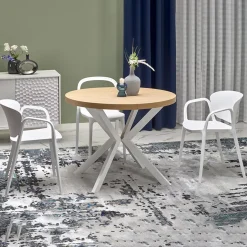 Garnero Arredamenti Tavoli Rotondi|Tavoli Da Pranzo-Tavolo allungabile 100/250cm rotondo rovere dorato bianco Sarajevo