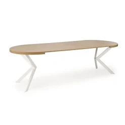 Garnero Arredamenti Tavoli Rotondi|Tavoli Da Pranzo-Tavolo allungabile 100/250cm rotondo rovere dorato bianco Sarajevo