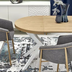 Garnero Arredamenti Tavoli Rotondi|Tavoli Da Pranzo-Tavolo allungabile 100/250cm rotondo rovere dorato bianco Sarajevo