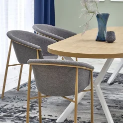 Garnero Arredamenti Tavoli Rotondi|Tavoli Da Pranzo-Tavolo allungabile 100/250cm rotondo rovere dorato bianco Sarajevo