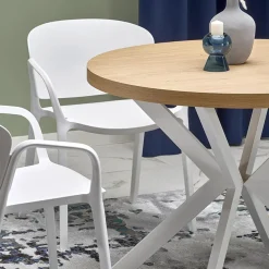 Garnero Arredamenti Tavoli Rotondi|Tavoli Da Pranzo-Tavolo allungabile 100/250cm rotondo rovere dorato bianco Sarajevo