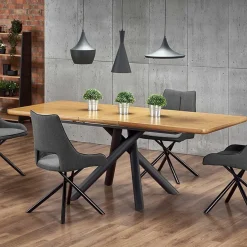 Garnero Arredamenti Tavoli In Legno|Tavoli Da Pranzo-Tavolo allungabile 160/200cm rovere naturale nero Zugo