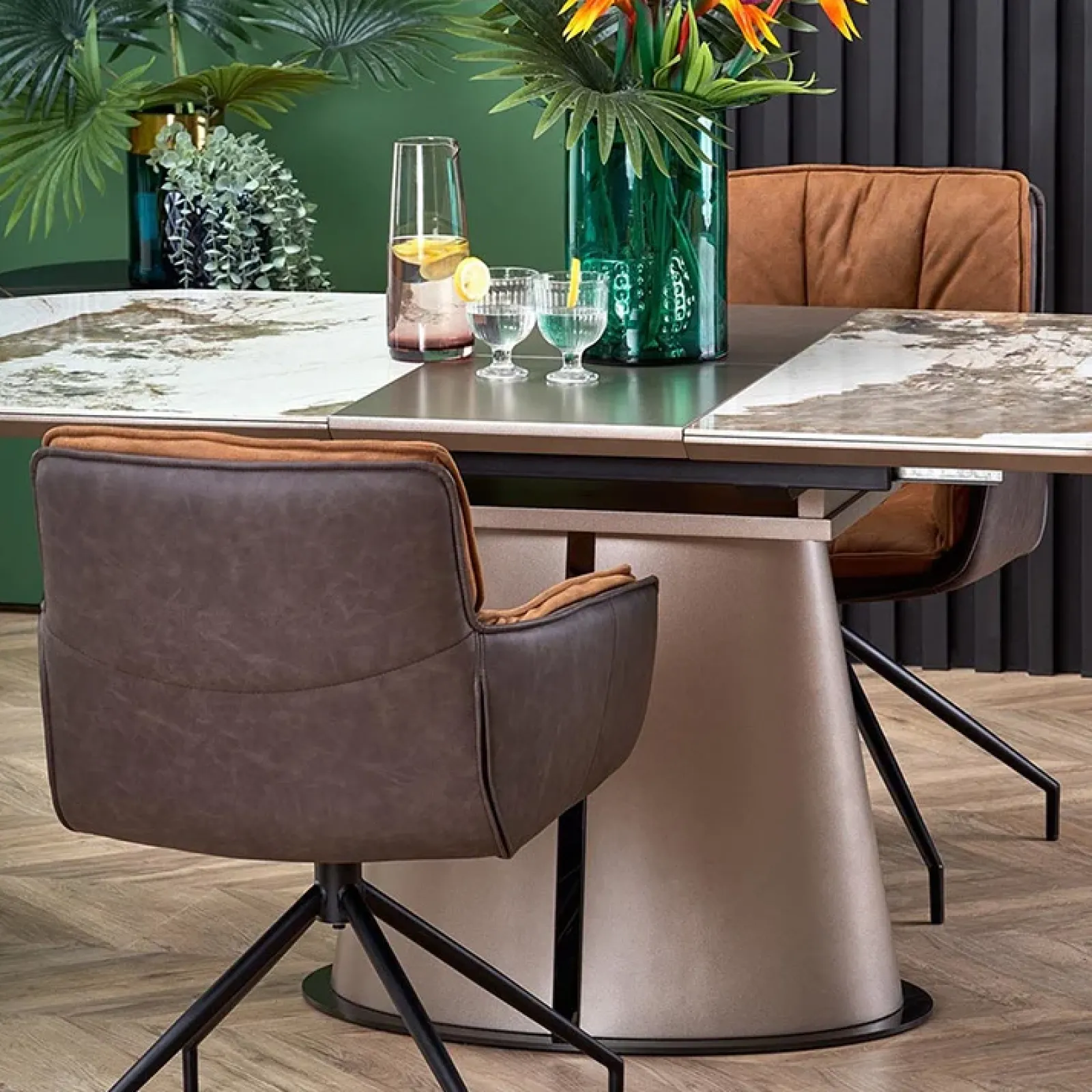 Garnero Arredamenti Tavoli Laccati|Tavoli Da Pranzo-Tavolo allungabile da pranzo 160/200cm marmo bianco beige Iolanda