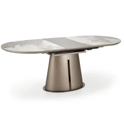 Garnero Arredamenti Tavoli Laccati|Tavoli Da Pranzo-Tavolo allungabile da pranzo 160/200cm marmo bianco beige Iolanda