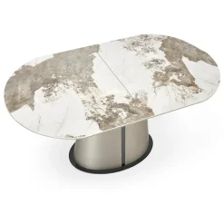 Garnero Arredamenti Tavoli Laccati|Tavoli Da Pranzo-Tavolo allungabile da pranzo 160/200cm marmo bianco beige Iolanda