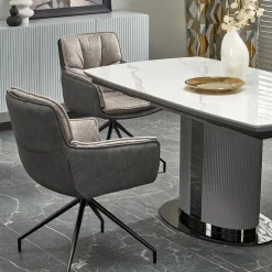 Garnero Arredamenti Tavoli Da Pranzo|Tavoli Allungabili-Tavolo allungabile da pranzo 160/220cm bianco grigio chiaro Ignazio