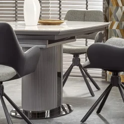 Garnero Arredamenti Tavoli Da Pranzo|Tavoli Allungabili-Tavolo allungabile da pranzo 160/220cm bianco grigio chiaro Ignazio