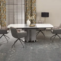 Garnero Arredamenti Tavoli Da Pranzo|Tavoli Allungabili-Tavolo allungabile da pranzo 160/220cm bianco grigio chiaro Ignazio