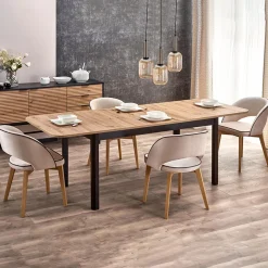 Garnero Arredamenti Tavoli Da Pranzo|Tavoli Allungabili-Tavolo allungabile industrial 160/228cm rovere nero Florian
