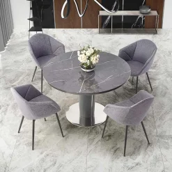 Garnero Arredamenti Tavoli Da Pranzo|Tavoli Allungabili-Tavolo allungabile moderno 120/160cm marmo grigio Donald