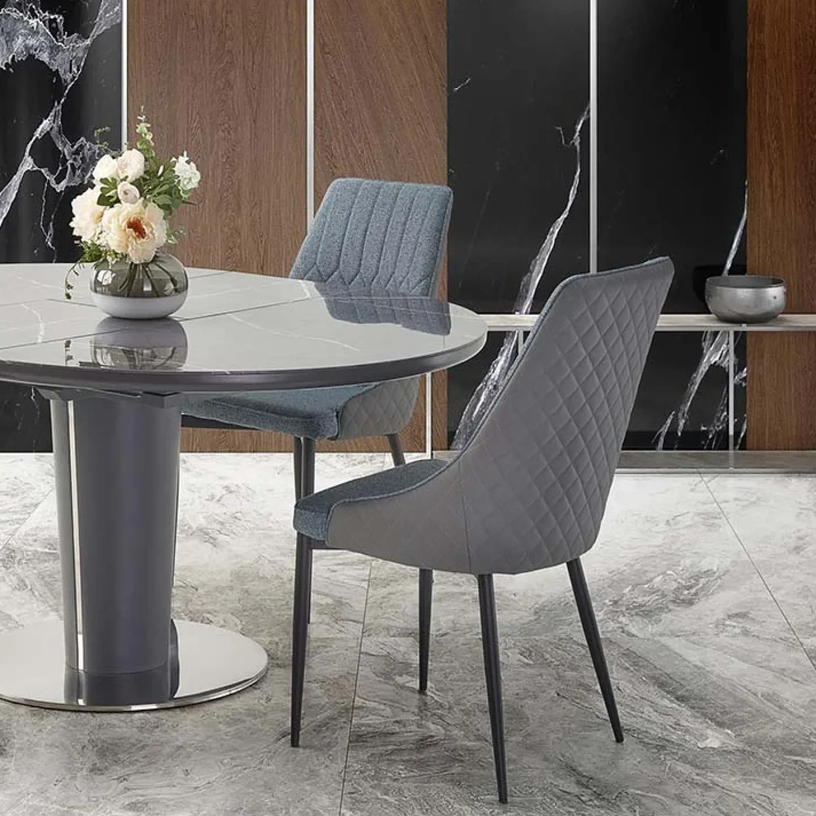 Garnero Arredamenti Tavoli Da Pranzo|Tavoli Allungabili-Tavolo allungabile moderno 120/160cm marmo grigio Donald