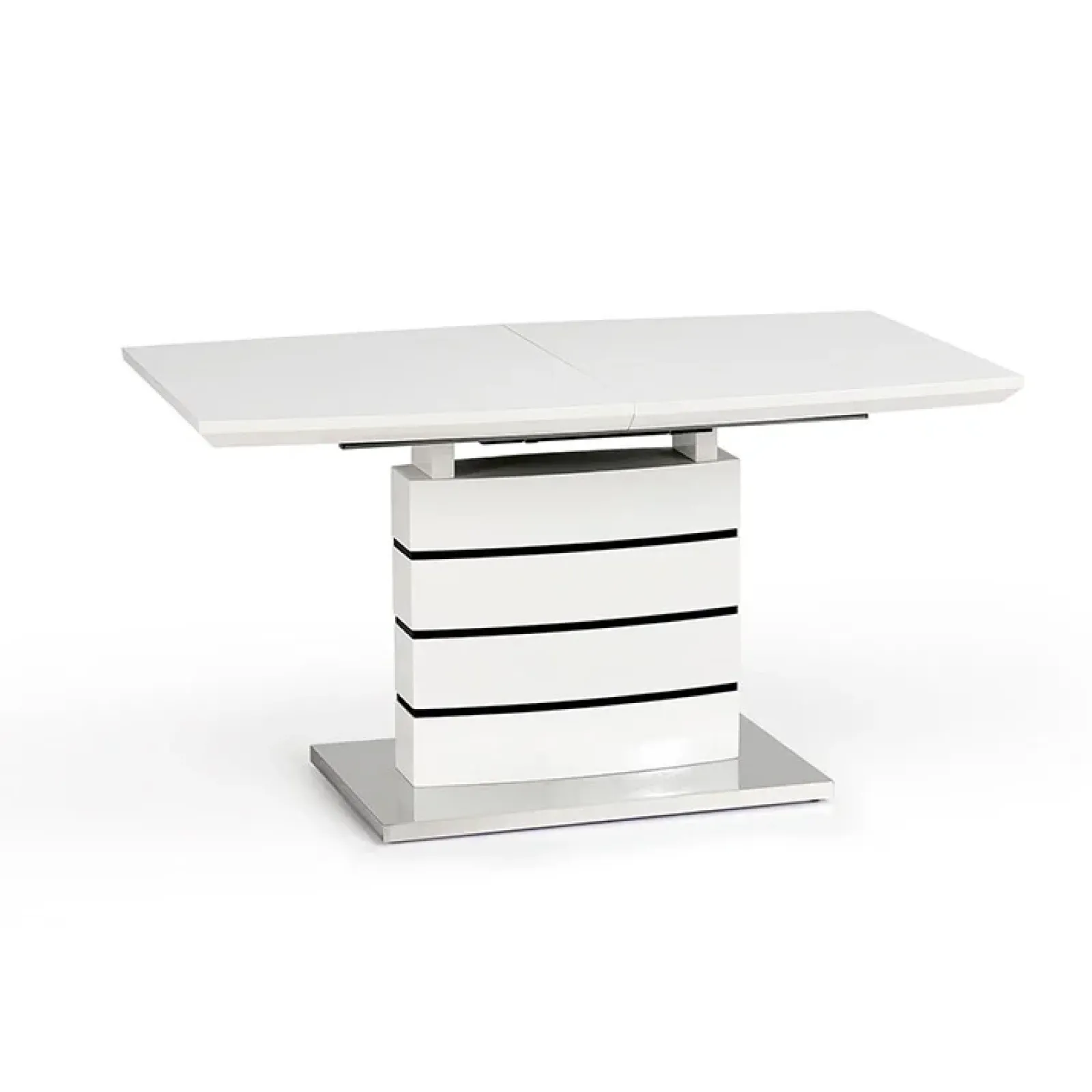 Garnero Arredamenti Tavoli Da Pranzo|Tavoli Allungabili-Tavolo allungabile moderno 140/180cm bianco nero acciaio Sequoia