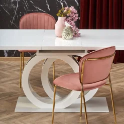 Garnero Arredamenti Tavoli Laccati|Tavoli Da Pranzo-Tavolo allungabile moderno 160/200cm bianco oro Malvasia