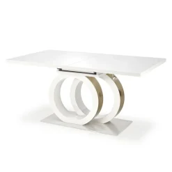 Garnero Arredamenti Tavoli Laccati|Tavoli Da Pranzo-Tavolo allungabile moderno 160/200cm bianco oro Malvasia