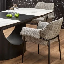 Garnero Arredamenti Tavoli Laccati|Tavoli Da Pranzo-Tavolo allungabile moderno 160/220cm marmo bianco nero Isaia