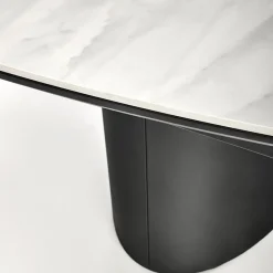 Garnero Arredamenti Tavoli Laccati|Tavoli Da Pranzo-Tavolo allungabile moderno 160/220cm marmo bianco nero Isaia