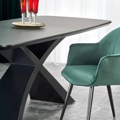 Garnero Arredamenti Tavoli Da Pranzo|Tavoli Allungabili-Tavolo allungabile moderno 180/220cm grigio scuro nero Borgia