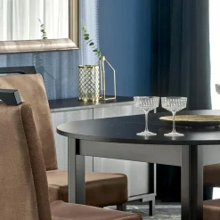 Garnero Arredamenti Tavoli Rotondi|Tavoli Da Pranzo-Tavolo allungabile rotondo 102/142cm moderno nero Caienna