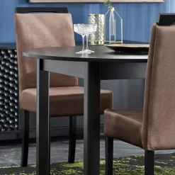 Garnero Arredamenti Tavoli Rotondi|Tavoli Da Pranzo-Tavolo allungabile rotondo 102/142cm moderno nero Caienna