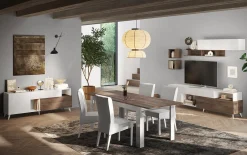 Garnero Arredamenti Tavoli In Legno|Tavoli Da Pranzo-Tavolo allungabile 137/185x90cm bianco lucido rovere scuro Witty Rovere - Bianco Lucido
