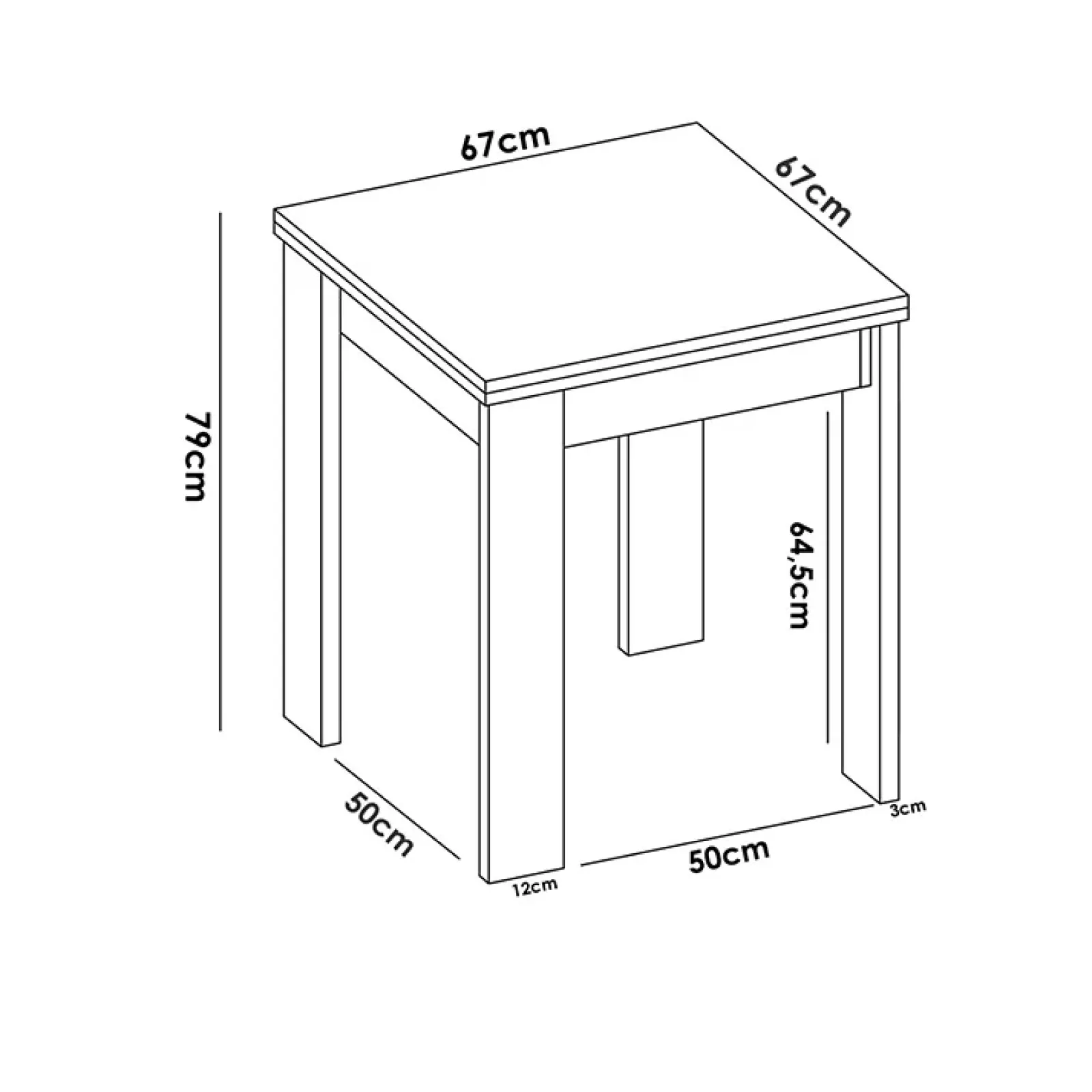 Garnero Arredamenti Tavoli In Legno|Tavoli Da Pranzo-Tavolo allungabile 67-134x67cm legno naturale Koke
