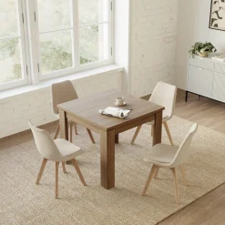 Garnero Arredamenti Tavoli In Legno|Tavoli Da Pranzo-Tavolo allungabile 90x90cm moderno a libro Calla Noce