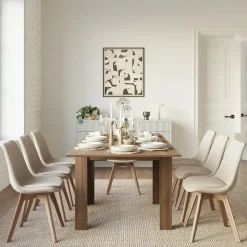 Garnero Arredamenti Tavoli In Legno|Tavoli Da Pranzo-Tavolo allungabile 90x90cm moderno a libro Calla Noce