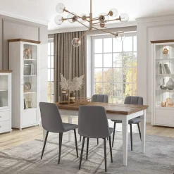 Garnero Arredamenti Tavoli In Legno|Tavoli Da Pranzo-Tavolo 160/200/240cm allungabile rovere Texel Bianco Frassinato