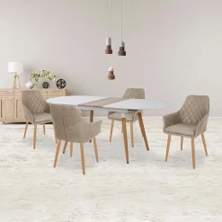 Garnero Arredamenti Tavoli Da Pranzo|Tavoli Allungabili-Tavolo 160/200cm allungabile bianco opaco rovere Giove Gihome®