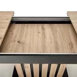 Garnero Arredamenti Tavoli In Legno|Tavoli Da Pranzo-Tavolo 130/180cm allungabile da pranzo rovere chiaro nero Harbin