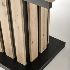 Garnero Arredamenti Tavoli In Legno|Tavoli Da Pranzo-Tavolo 130/180cm allungabile da pranzo rovere chiaro nero Harbin