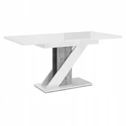 Garnero Arredamenti Tavoli Da Pranzo|Tavoli Allungabili-Tavolo 120/160cm allungabile da pranzo bianco effetto pietra Amilia Bianco Lucido - Grigio