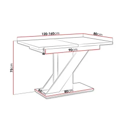 Garnero Arredamenti Tavoli Da Pranzo|Tavoli Allungabili-Tavolo 120/160cm allungabile da pranzo bianco effetto pietra Amilia Bianco Lucido - Grigio