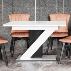 Garnero Arredamenti Tavoli Da Pranzo|Tavoli Allungabili-Tavolo 120/160cm allungabile da pranzo bianco nero lucido Amilia Nero Lucido - Bianco Lucido