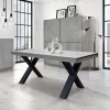 Garnero Arredamenti Tavoli Da Pranzo|Tavoli Allungabili-Tavolo 160/250cm allungabile grigio cemento gambe in antracite Hildago