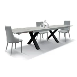 Garnero Arredamenti Tavoli Da Pranzo|Tavoli Allungabili-Tavolo 160/250cm allungabile grigio cemento gambe in antracite Hildago