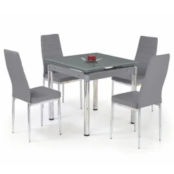 Garnero Arredamenti Tavoli In Vetro|Tavoli Da Pranzo-Tavolo 80/130cm allungabile grigio acciaio Marasso Gihome®