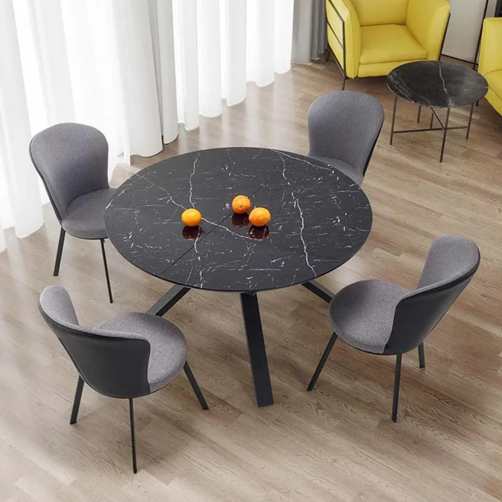 Garnero Arredamenti Tavoli Da Pranzo|Tavoli Allungabili-Tavolo 130/180cm allungabile moderno marmo nero Aspen