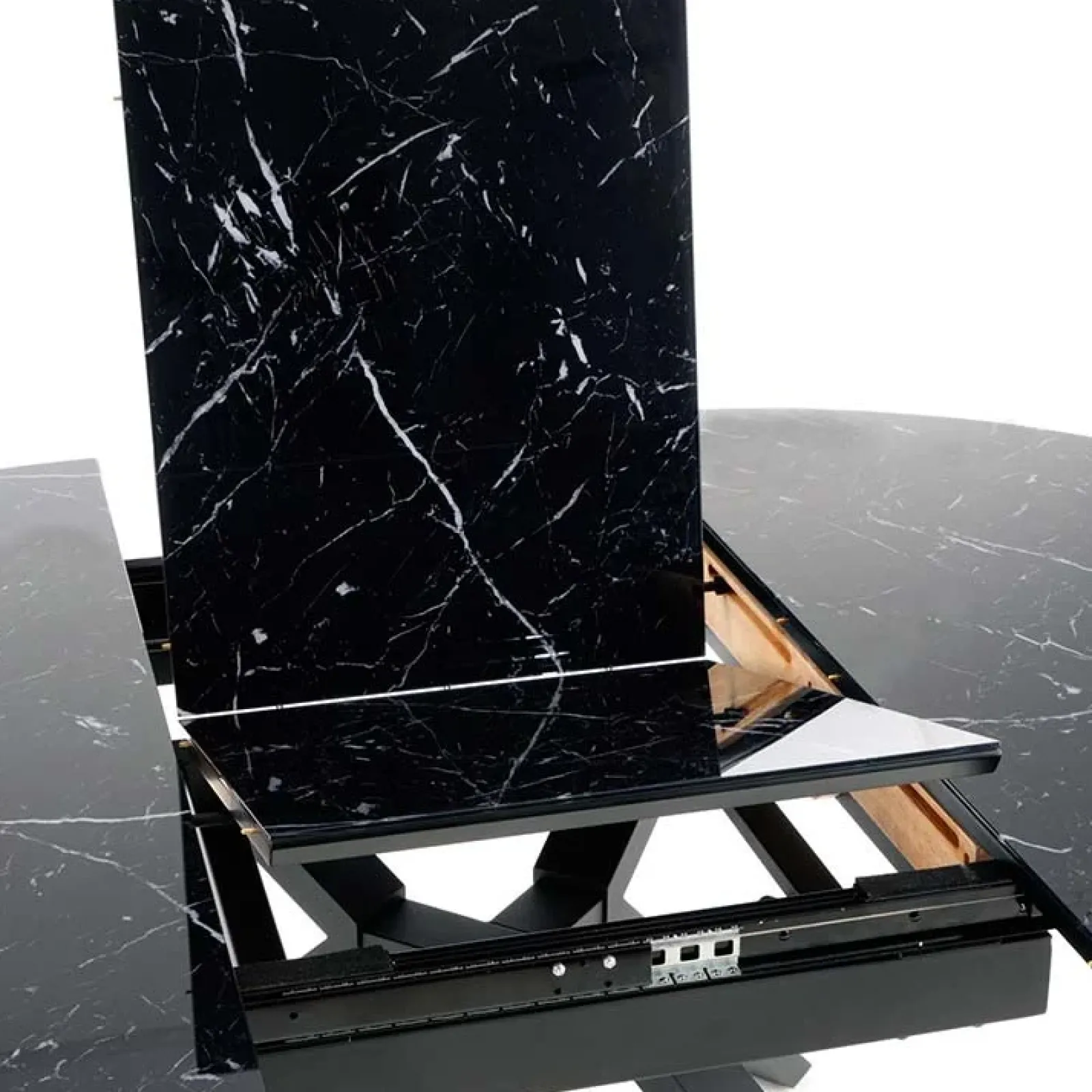 Garnero Arredamenti Tavoli Da Pranzo|Tavoli Allungabili-Tavolo 130/180cm allungabile moderno marmo nero Aspen