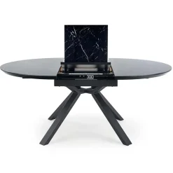 Garnero Arredamenti Tavoli Da Pranzo|Tavoli Allungabili-Tavolo 130/180cm allungabile moderno marmo nero Aspen