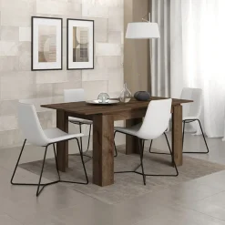 Garnero Arredamenti Tavoli Da Pranzo|Tavoli Allungabili-Tavolo 120/160cm allungabile moderno legno rovere scuro Atena Noce