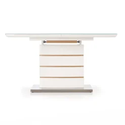 Garnero Arredamenti Tavoli In Vetro|Tavoli Da Pranzo-Tavolo 140/180cm allungabile moderno bianco lucido quercia Driade