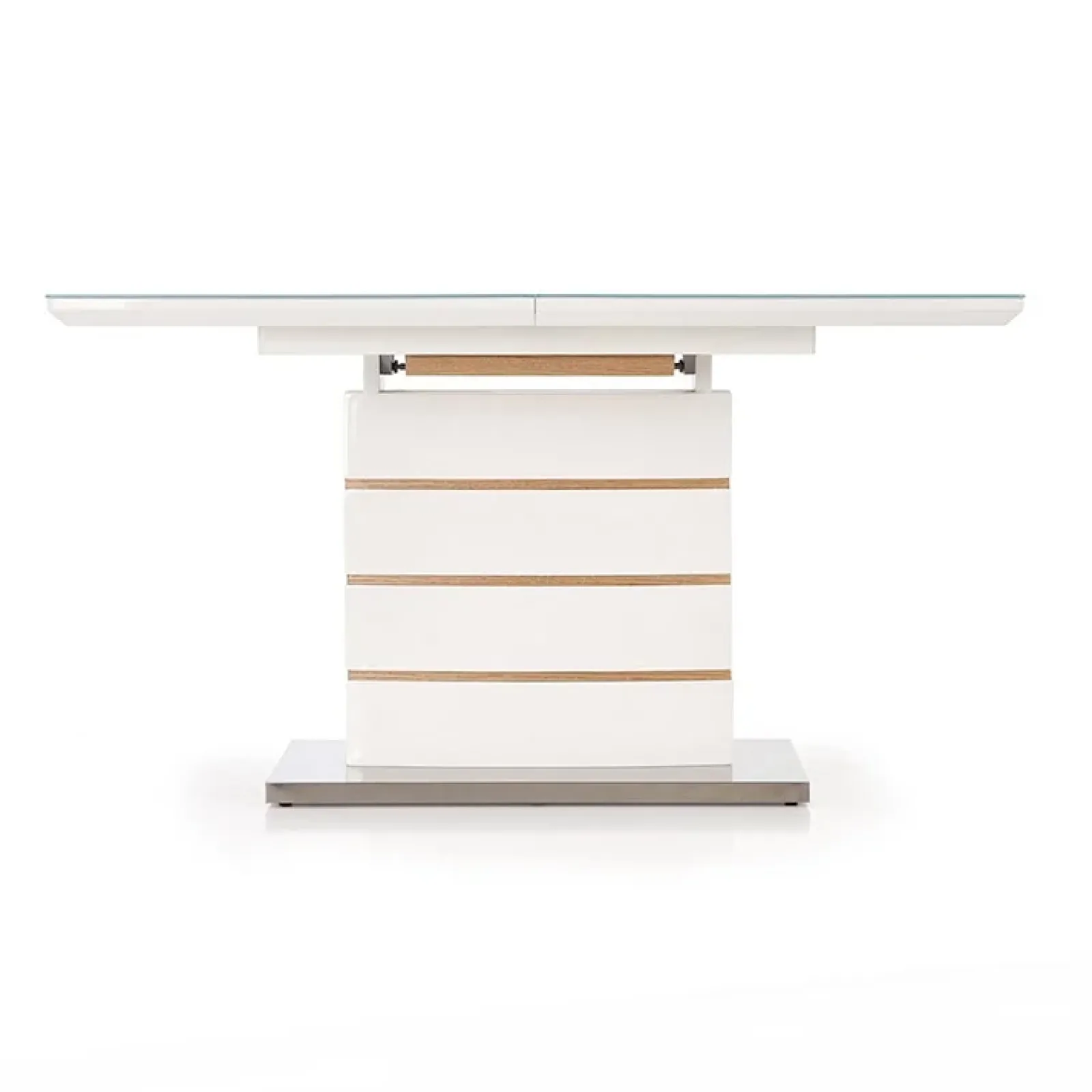 Garnero Arredamenti Tavoli In Vetro|Tavoli Da Pranzo-Tavolo 140/180cm allungabile moderno bianco lucido quercia Driade