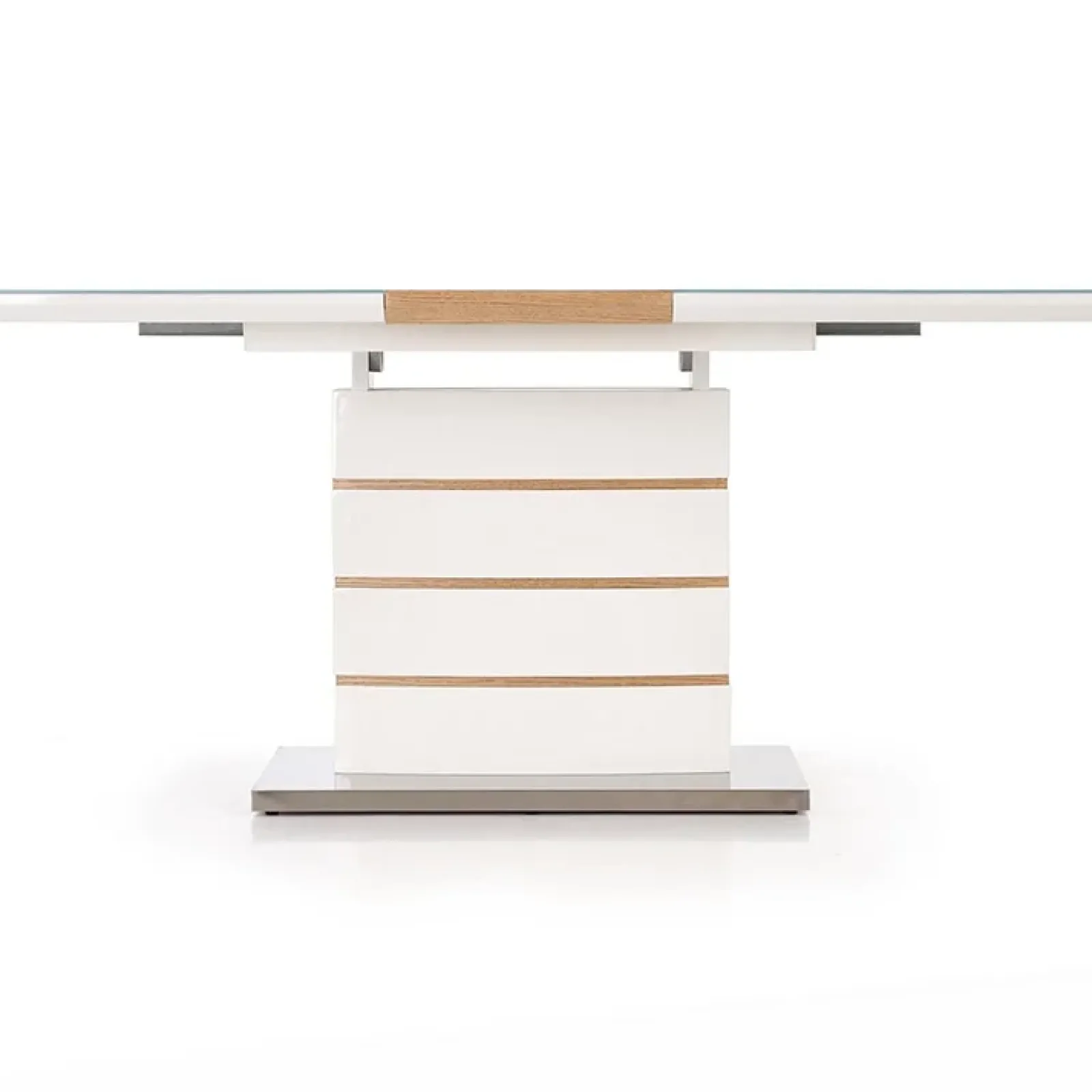 Garnero Arredamenti Tavoli In Vetro|Tavoli Da Pranzo-Tavolo 140/180cm allungabile moderno bianco lucido quercia Driade