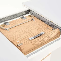 Garnero Arredamenti Tavoli In Vetro|Tavoli Da Pranzo-Tavolo 140/180cm allungabile moderno bianco lucido quercia Driade