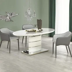 Garnero Arredamenti Tavoli Da Pranzo|Tavoli Allungabili-Tavolo 140/180cm allungabile moderna bianco lucido Tamarindo