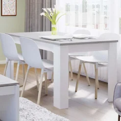 Garnero Arredamenti Tavoli Da Pranzo|Tavoli Allungabili-Tavolo 140/190cm allungabile moderno bianco opaco cemento Zander