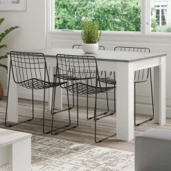 Garnero Arredamenti Tavoli Da Pranzo|Tavoli Allungabili-Tavolo 140/190cm allungabile moderno bianco opaco cemento Zander